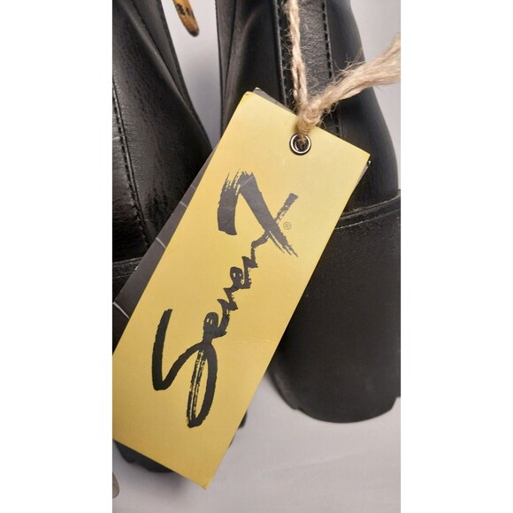 Seven7 Flatiron Platform Boots Womens Size 9 Black Leather Side Zip 2081 - Picture 5 of 10